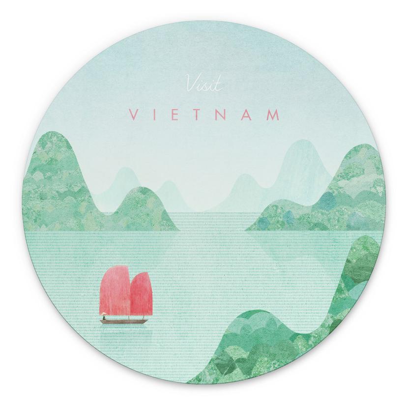 Billede Halong Bay på Vietnam-rejser - Rivers - rund – print på aluminium (Alu-Dibond)
