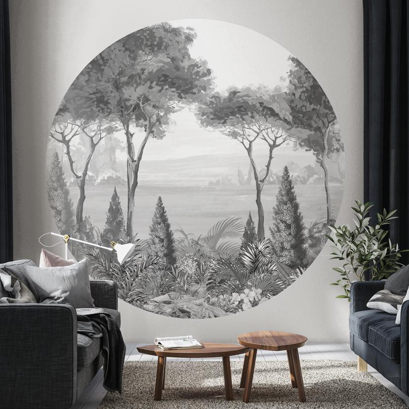 Fotobehang Idyllisch plantenlandschap - Ms Tiff - Rond - Zelfklevend/niet-geweven