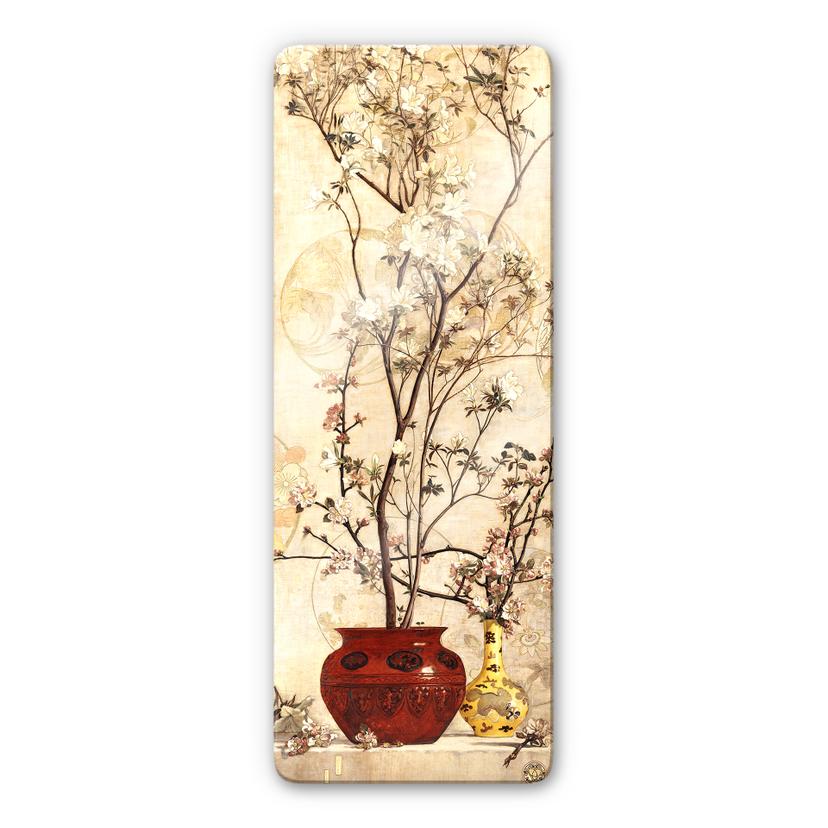 Tableau en verre - Coleman - Nature morte et azalée avec une casserole chinoise -Panorama