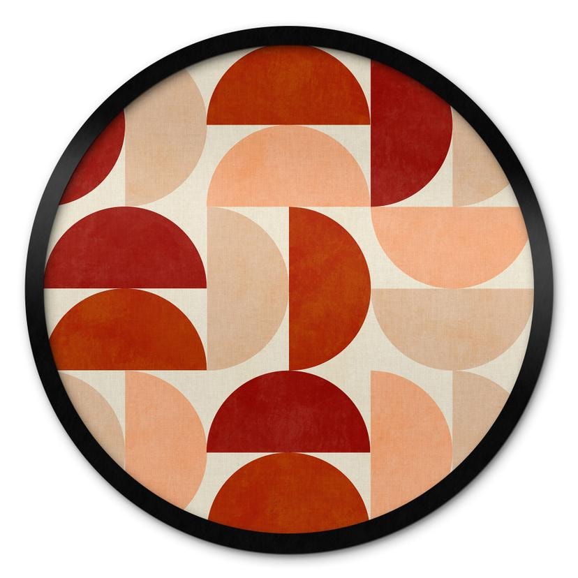 Póster Semicírculos abstractos en cálidos colores naturales - Bré - Redondo