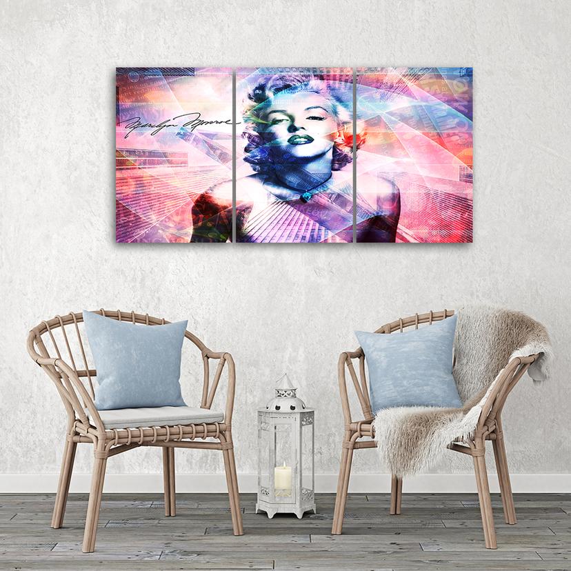 Stampa su tela in 3 pezzi, colore Marilyn Monroe
