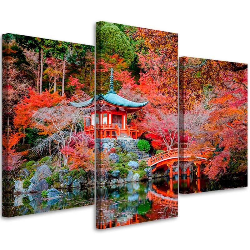 3 stykke lærredstryk, Japan rødt landskab