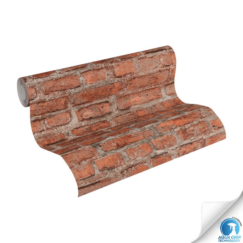 Papel pintado ladrillo aspecto ladrillo rojo gris - Papel pintado no tejido industrial - empapelado