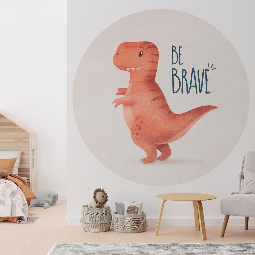 Tapet cirkel Dino Be Brave - T-Rex - Tunaboylu - vliesetapet/selvklæbende non-woven tapet