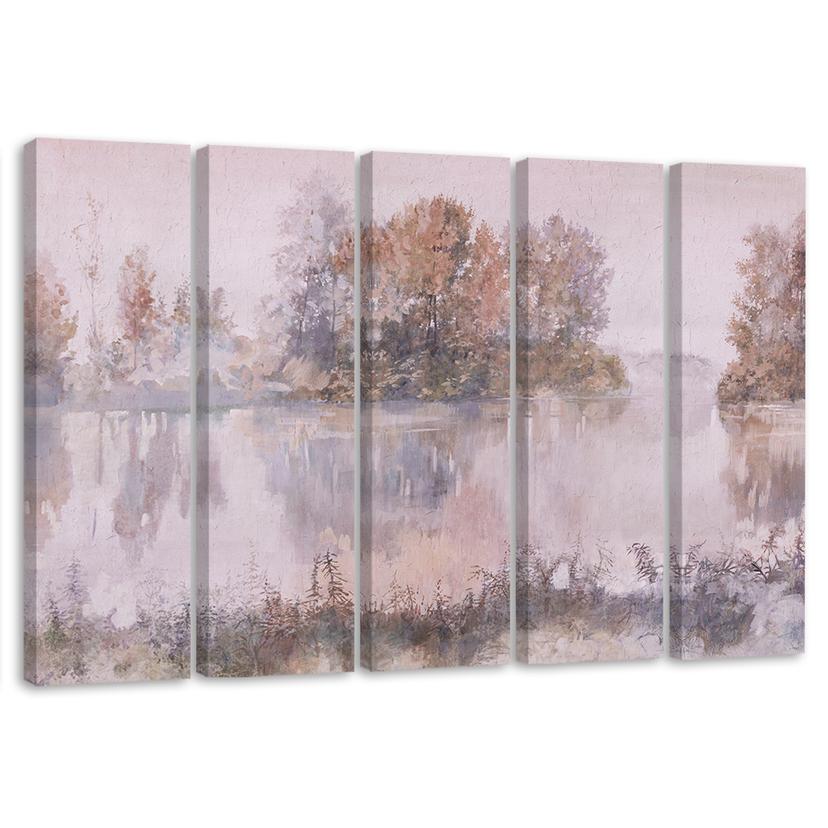 Tableau sur toile 5 pièces, vue sur le lac