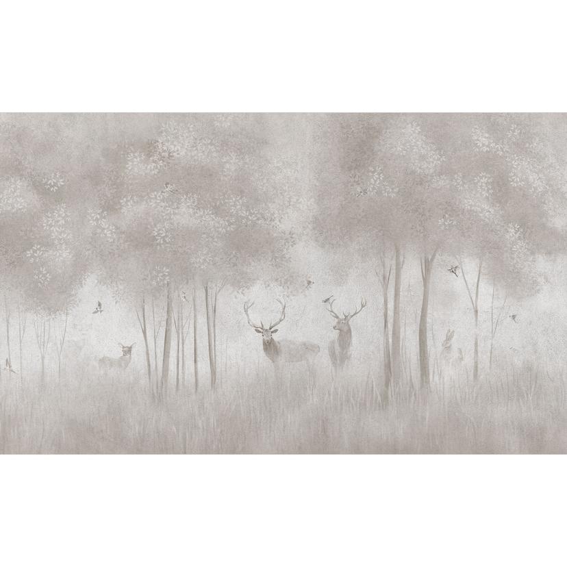 Fototapete Waldtapete Hirsche im Nebelwald - Ms Tiff