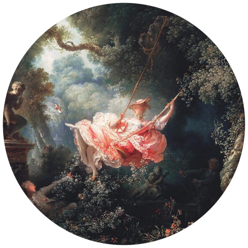 Papier peint photo rond Fragonard - La balançoire - papier peint intissé/papier peint intissé autoco