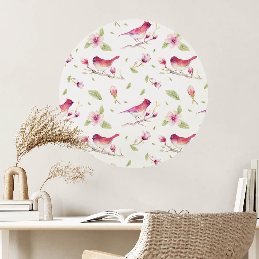 Sticker mural Kvilis - Gazouillis du printemps - Rond