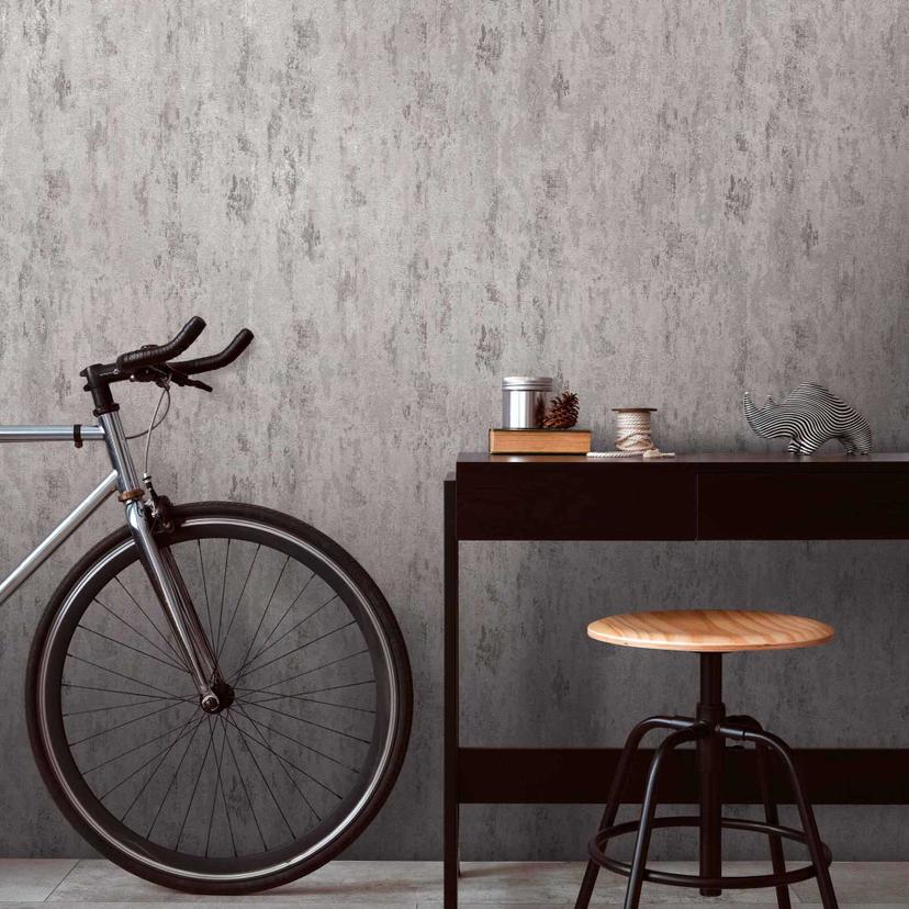 A.S. Création ikke-vævet tapet il Decoro tapet Uni - Vintage, Grå, Metallic
