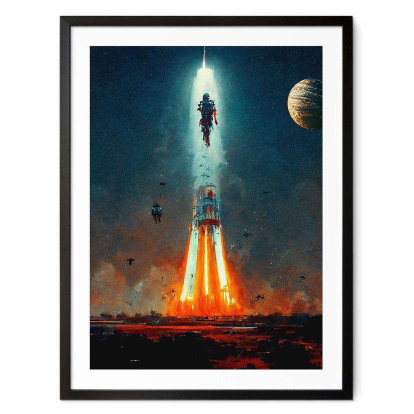 Póster Heine - Hacia el espacio - Lanzamiento de cohetes - Astro Crucero