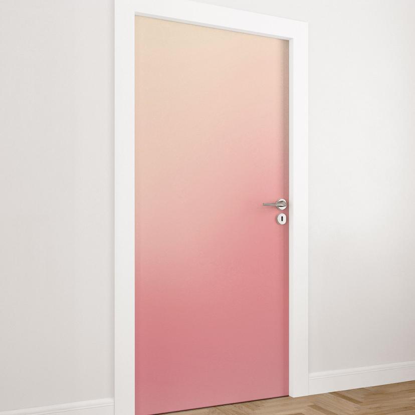 Ombre pink sun door film - Selvklæbende dørdekoration