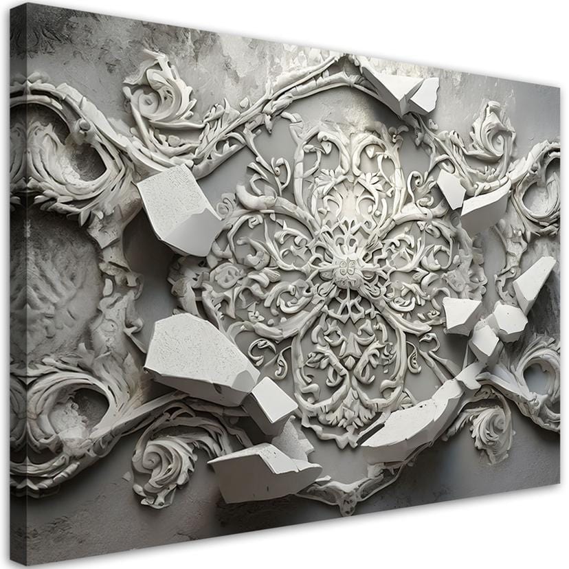 Leinwandbild Graue Abstraktion 3D