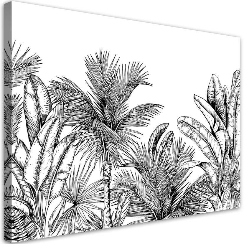 Canvasbillede, grå palmeblade planter