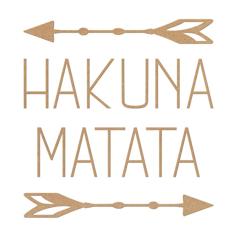 Decoración mural de madera letras Hakuna Matata con flechas - MDF naturaleza