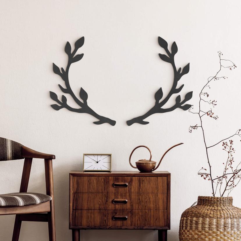 MDF decoración de la pared astas de ciervo floral