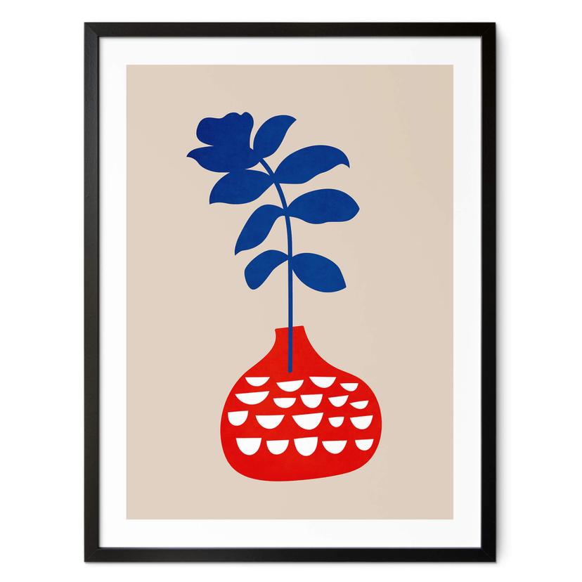 Plakat Kubistika - Vild blomst i rød vase