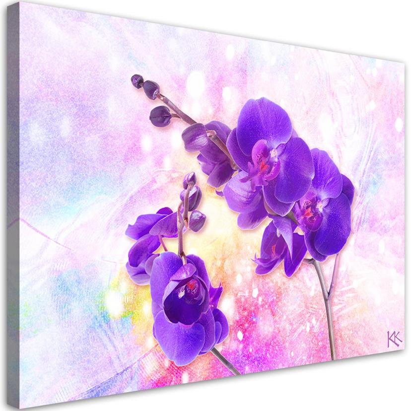 Canvasbillede, Lilla orkidéblomster