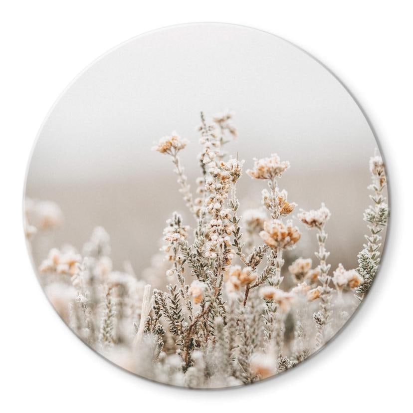 Tableau sur verre Annie - Fleurs de glace - Rond
