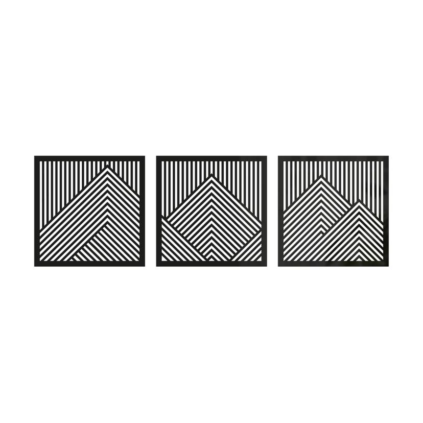3D-väggdekoration bergslandskap väggpaneler trämotiv geometriska (3 delar) - akrylglas