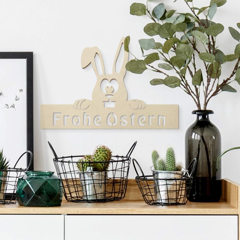 Décoration en bois à suspendre - Lapin