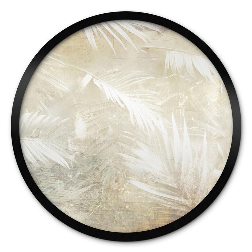 Póster abstracto de hojas de palmera blancas - Kulik - Redondo