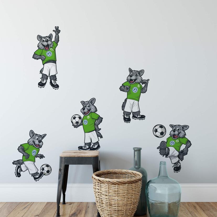 Wandtattoo VfL Wolfsburg Wölfi Set