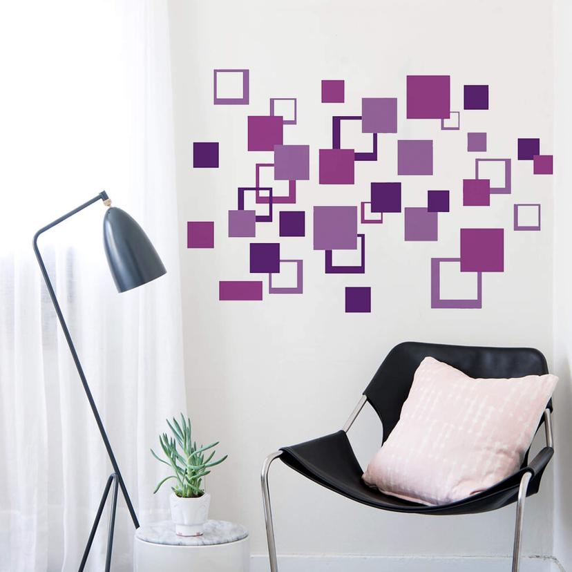 Wandsticker Abstrakt Vierecke Violet