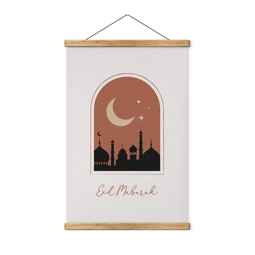 Tekstil plakat Eid Mubarak om natten