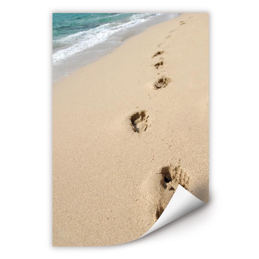 Poster autocollant - W - Empreintes dans le Sable