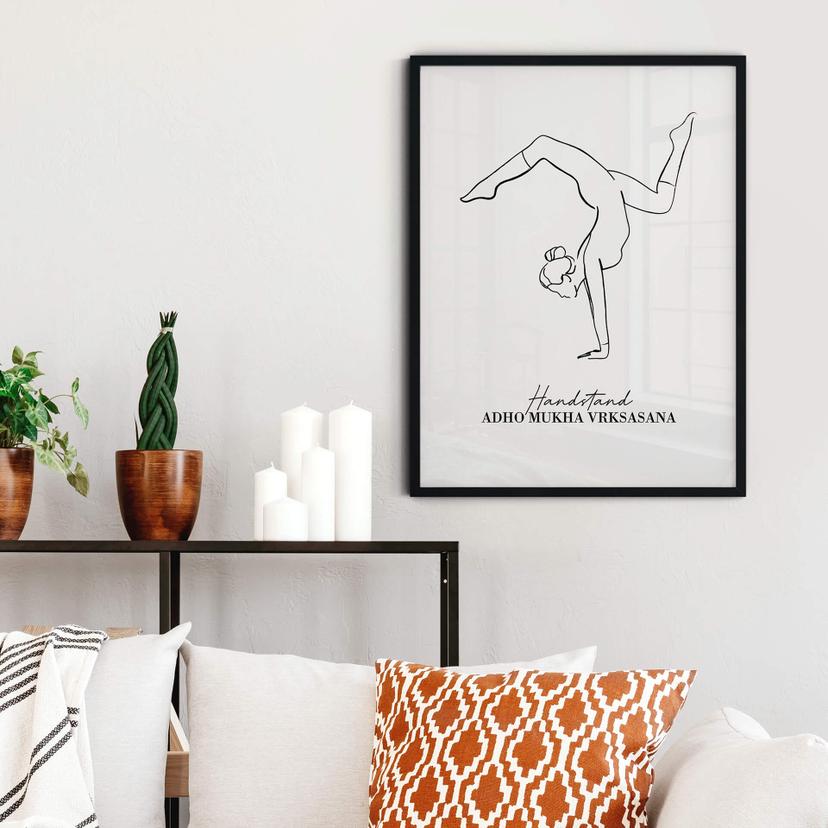 Poster Yoga - Parada de manos - Line Art