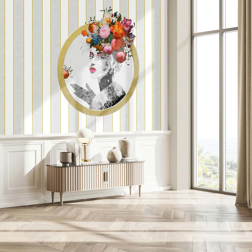 Fotomurale a strisce, strisce di faccia classiche, romantico opaco in bianco 2,70 x 1,59m