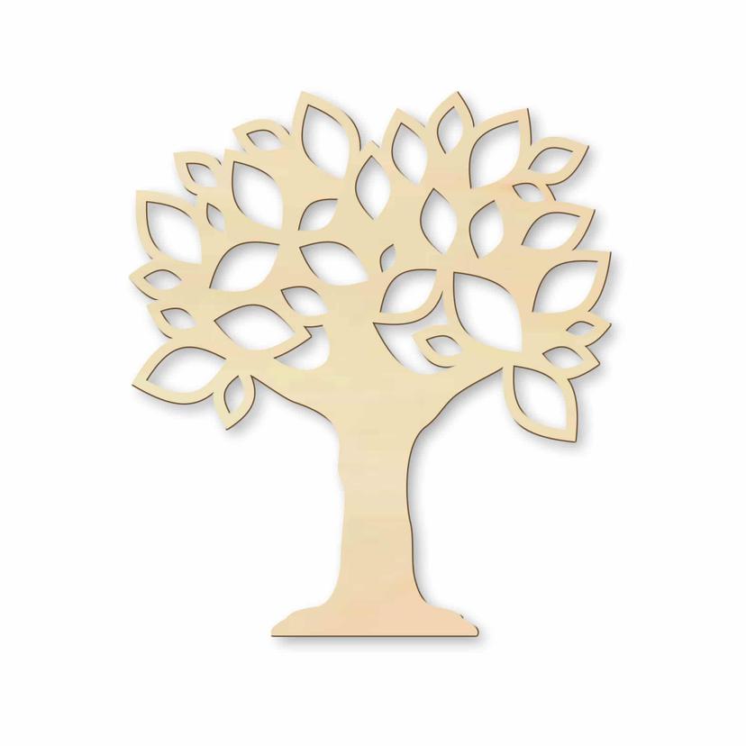 Décoration en bois -  Arbre avec feuilles - Placage de peuplier