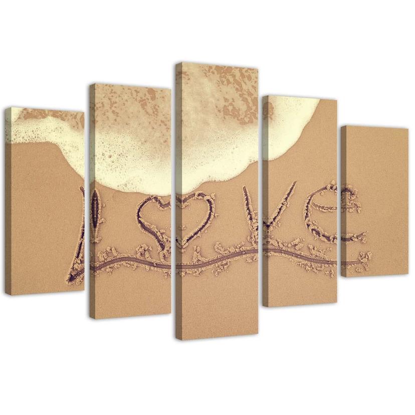 5 stykke lærredstryk Love Sand bogstaver