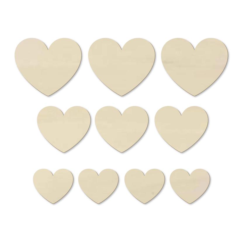 Decori in legno - Cuori Set (10-pz.)