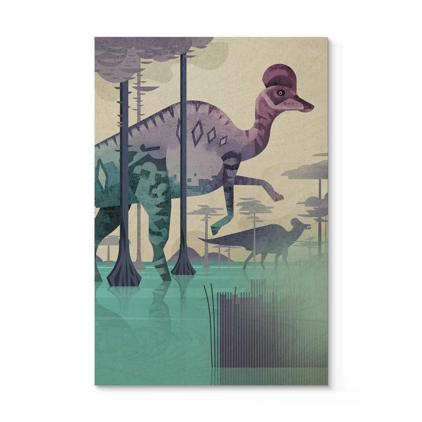 Træplakat Corythosaurus - Braun