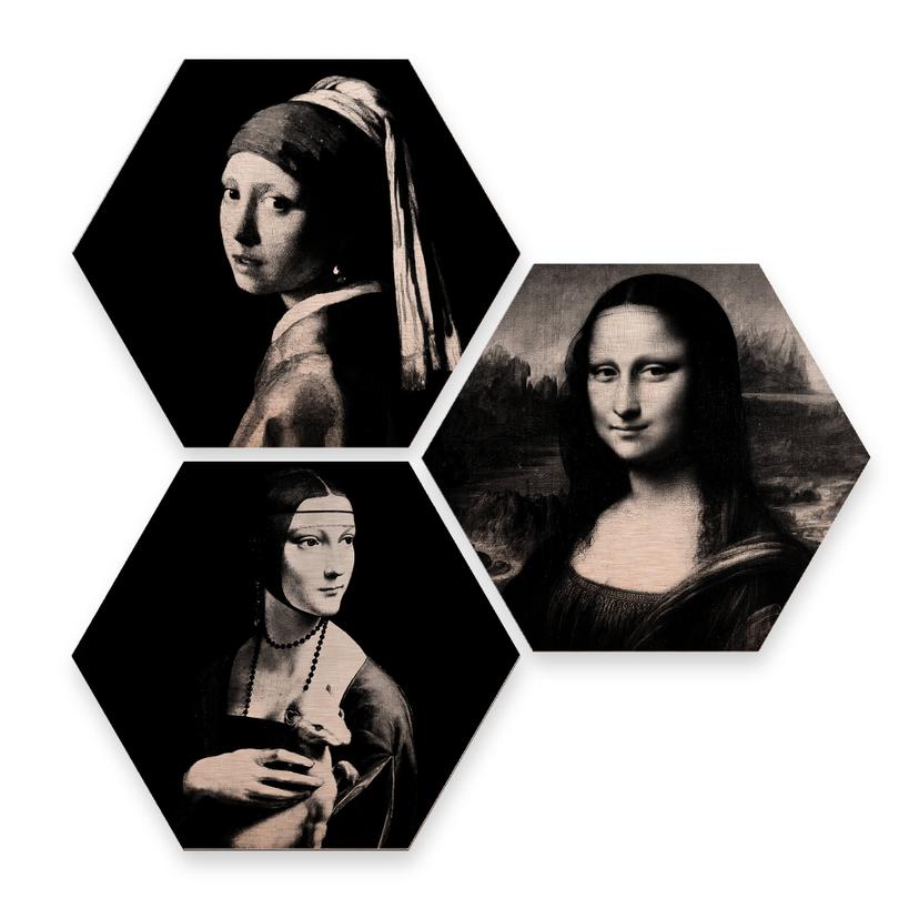 Hexagon alu-dibond koper effect - Famous Ladies