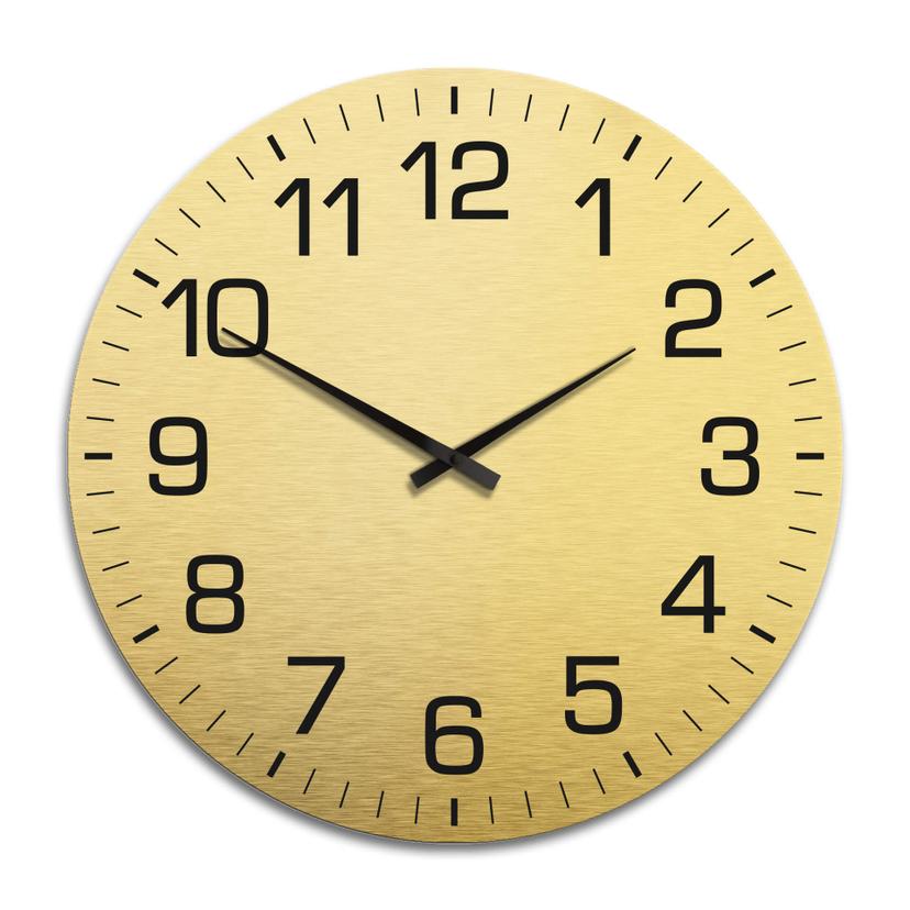 Horloge murale en Alu-Dibond - Dorée - Classique avec minutes Ø 70 cm