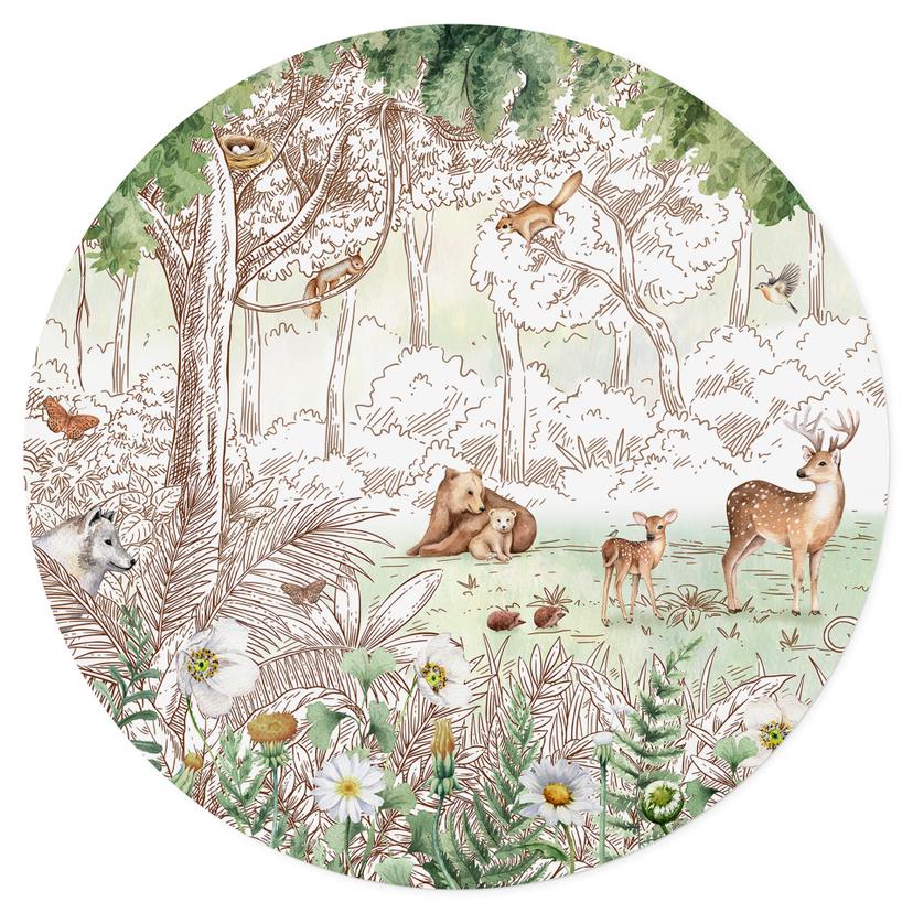Adesivo murale Kikki Belle - Primavera amica della foresta - Rotondo