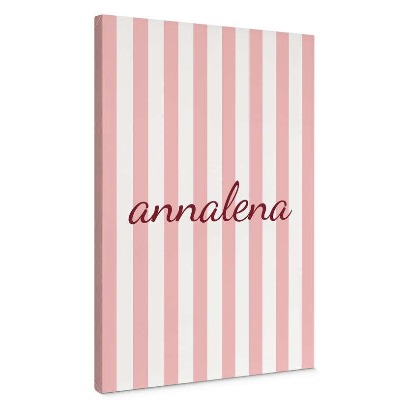 Personligt Canvasbillede med striber i pink