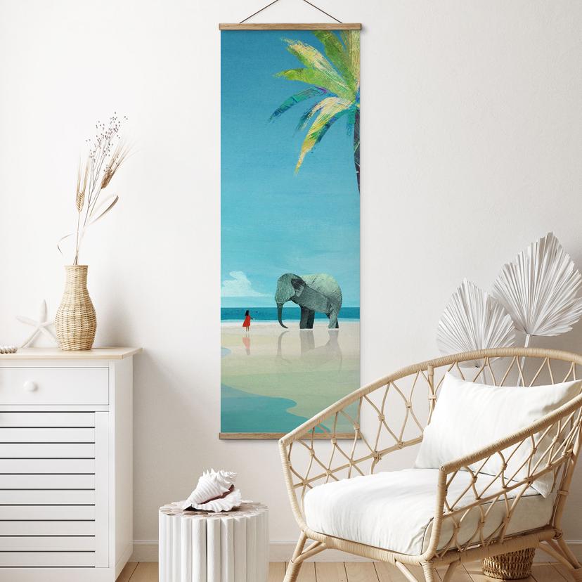 Poster tessile Spiaggia degli elefanti in India - Rivers