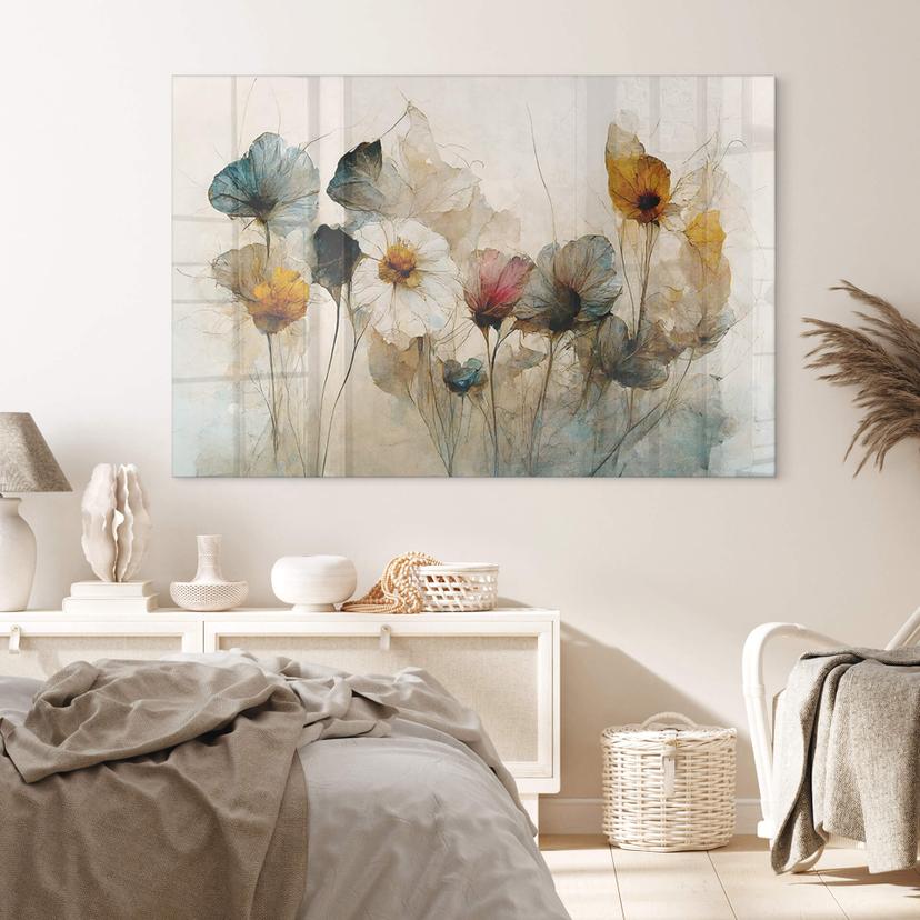 Tableau sur verre acrylique Bouquet de fleurs séchées - Treechild