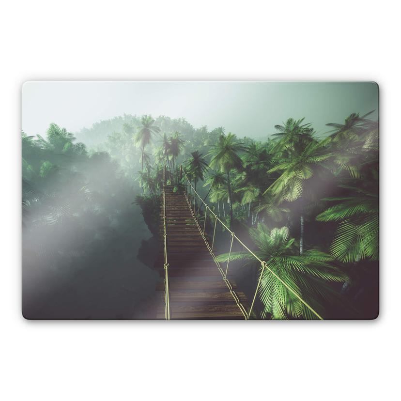 Glasschilderij - Jungle Bridge