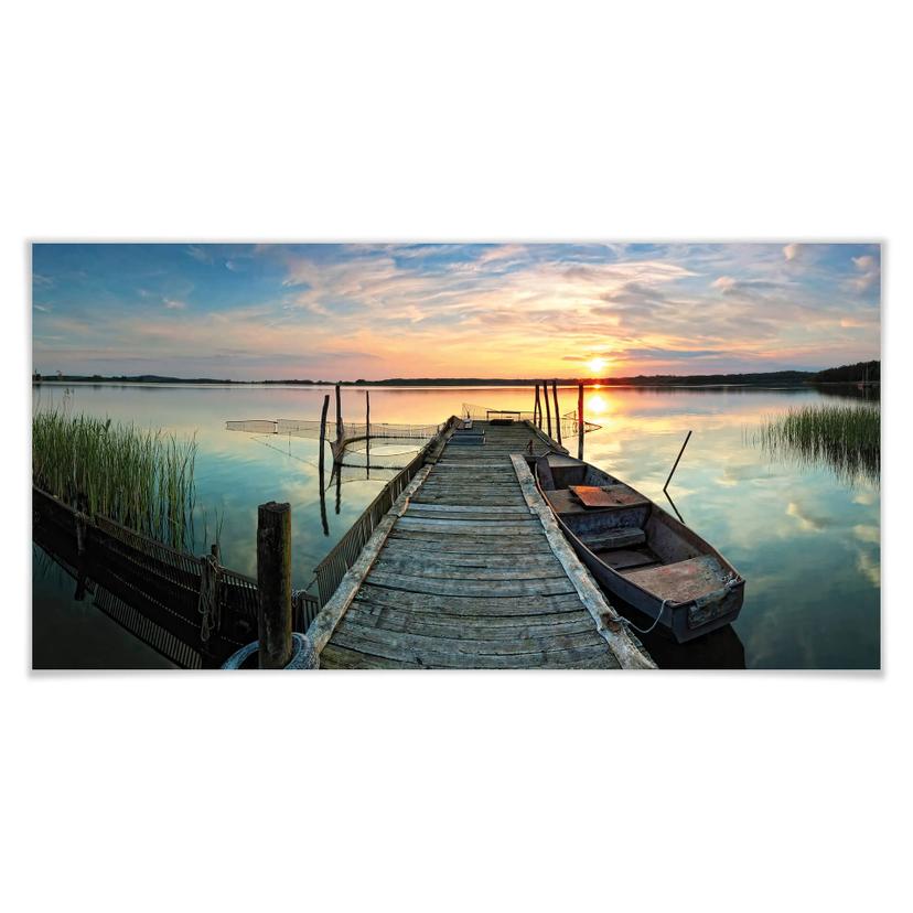Póster Puesta de sol en el lago - Panorama