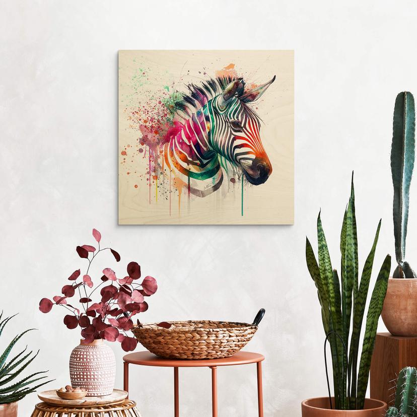 Stampa su legno Heine - Rainbow Zebra