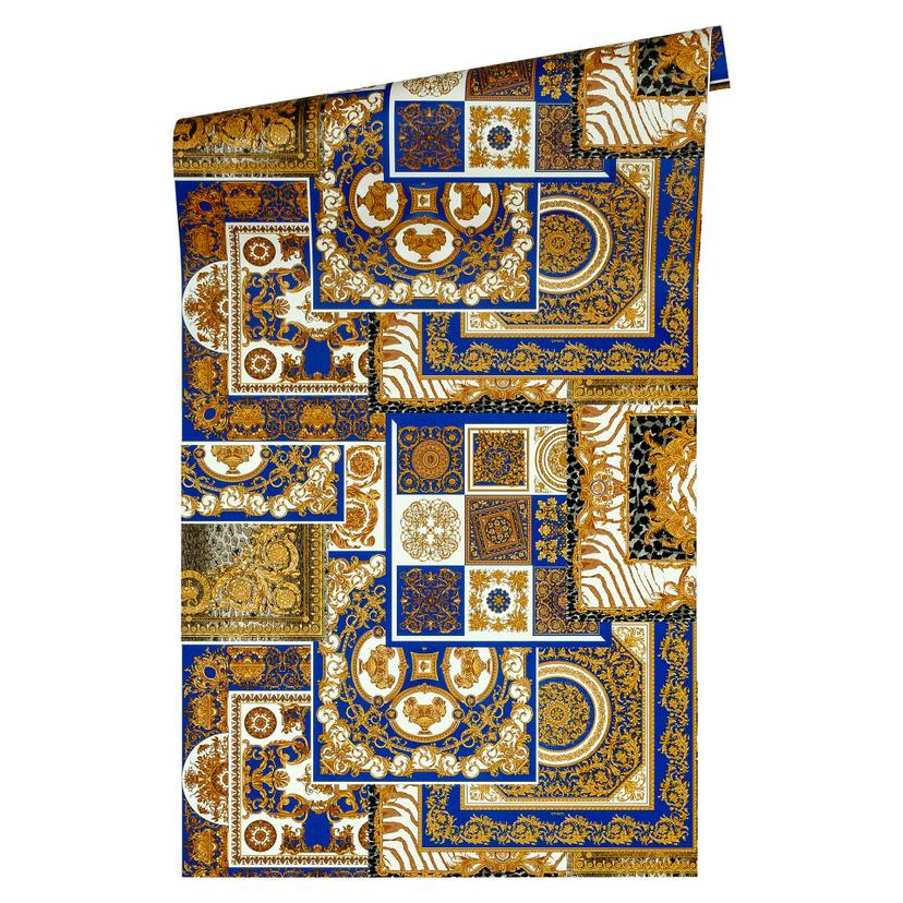 Versace Papier peint de designer - or, Bleu