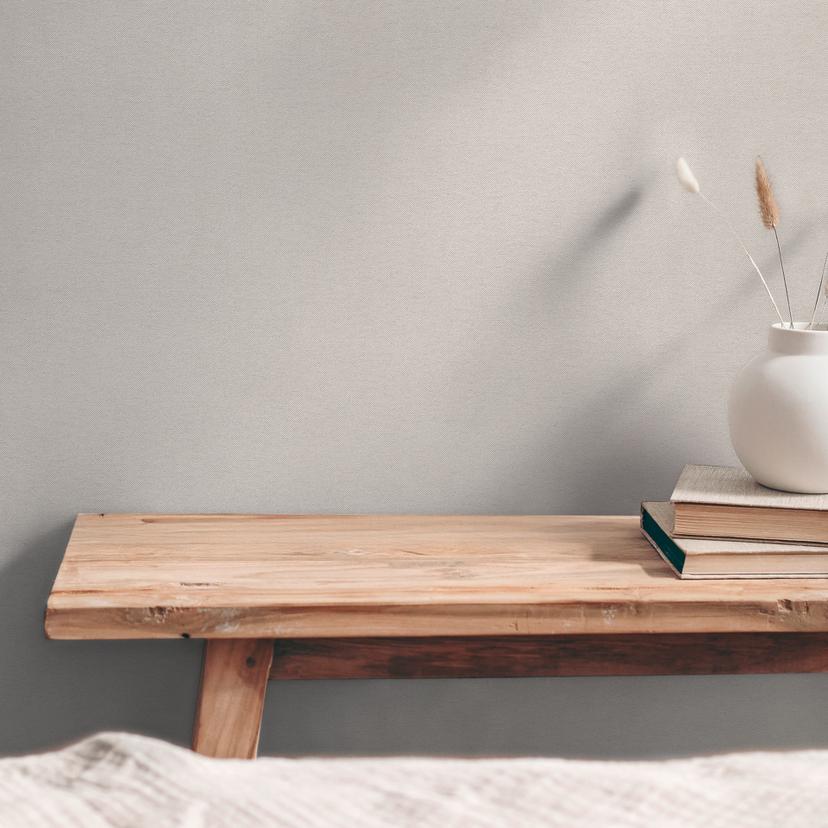Enkelt tapet med linnedlook grå beige - almindeligt struktureret Ikke-vævet tapet
