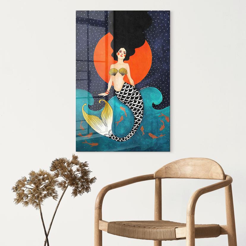 Stampa su acrilico Mermaid in the red moonlight - Hülya