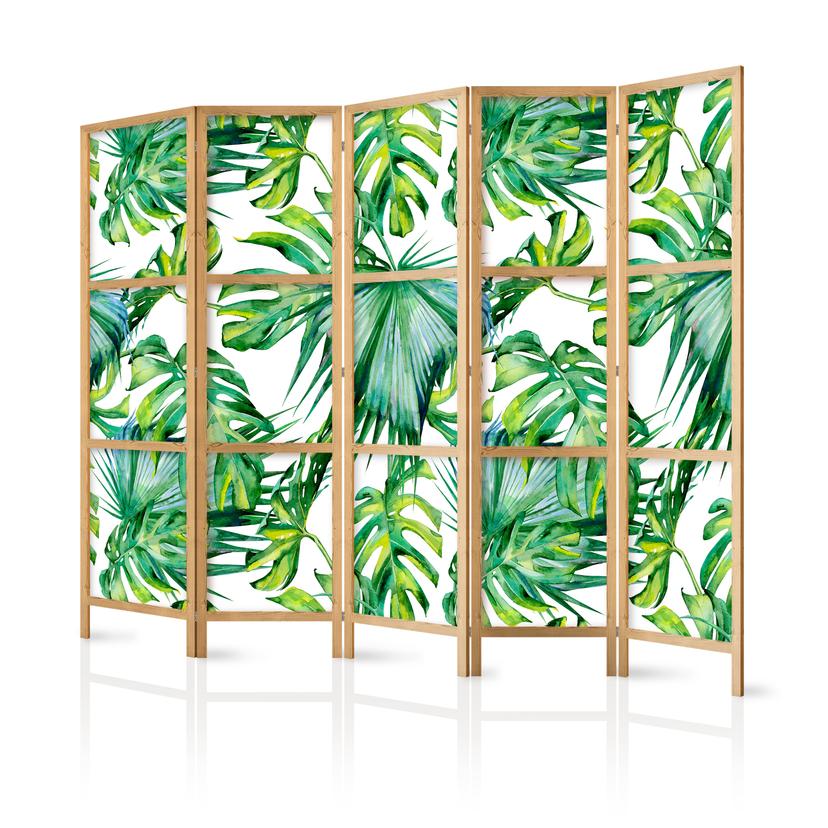 Parete divisoria giapponese - Monstera e foglie di palma, 3 pezzi