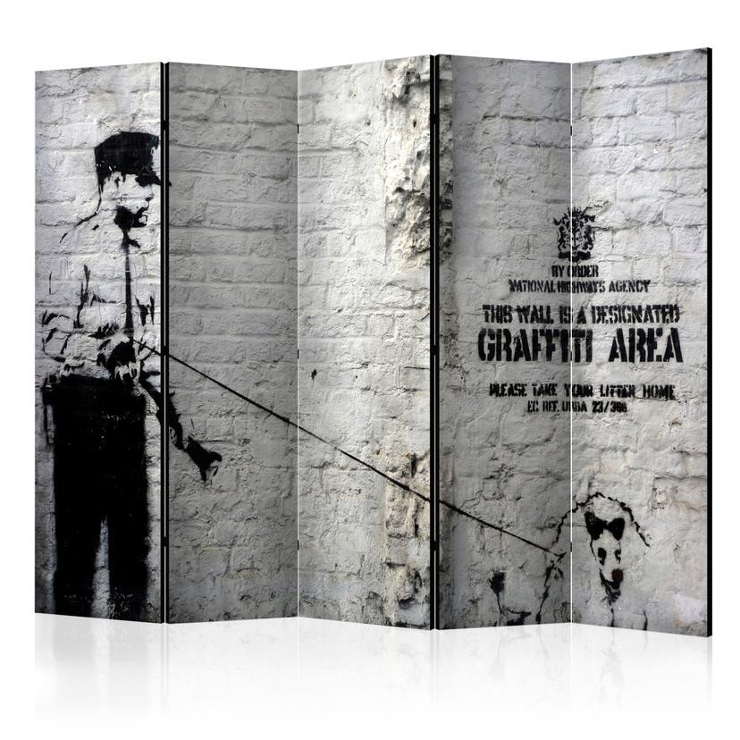 Skærm til rumdeling - Graffiti zone, 5-delt - 225x172 cm