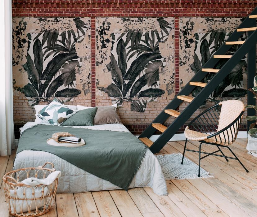 graffiti tapet brun beige - non-woven tapet industriel Livingwalls - mat og glat